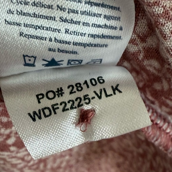 Faherty Montara Leaf Batik Long Sleeve Dress Pink Floral Casual Boho Women Small - Picture 12 of 16